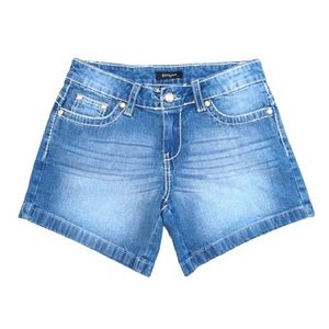 Blue Low Rise Embroidered Jean Shorts Suko Jeans